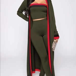 sexy 3 piece olive matching set